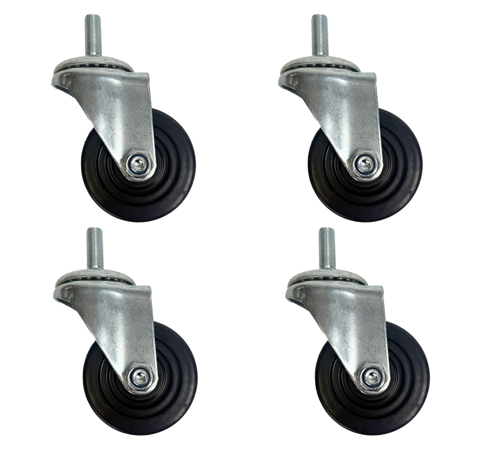3 Inch Heavy-Duty Rubber Casters - 4-Pack | GF-CASTERS-3IN-4 without hardware