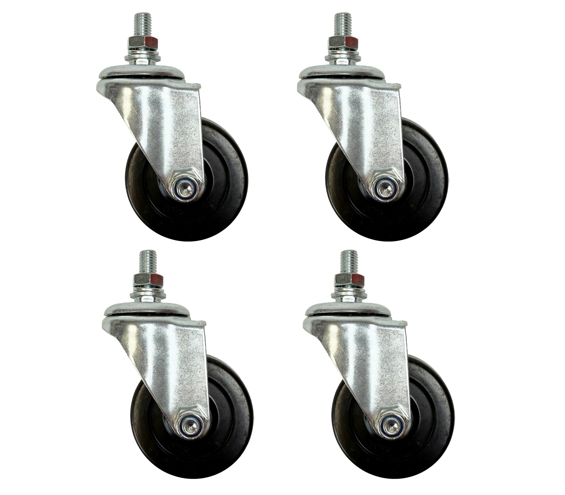3 Inch Heavy-Duty Rubber Casters - 4-Pack | GF-CASTERS-3IN-4 with  hardware