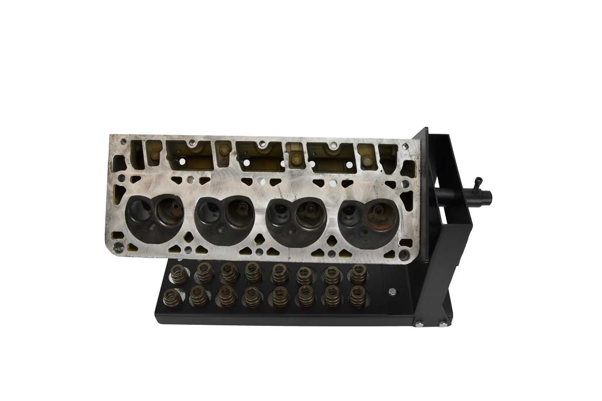 G Force Rotating cylinder head stand with mounting plate with cylinder head attached