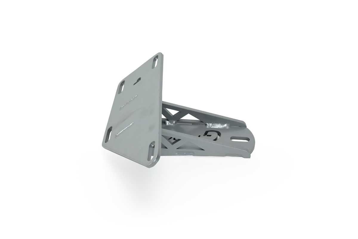 silver powder coated S197 Ford Mustang Godzilla 7.3L Engine Swap Mount