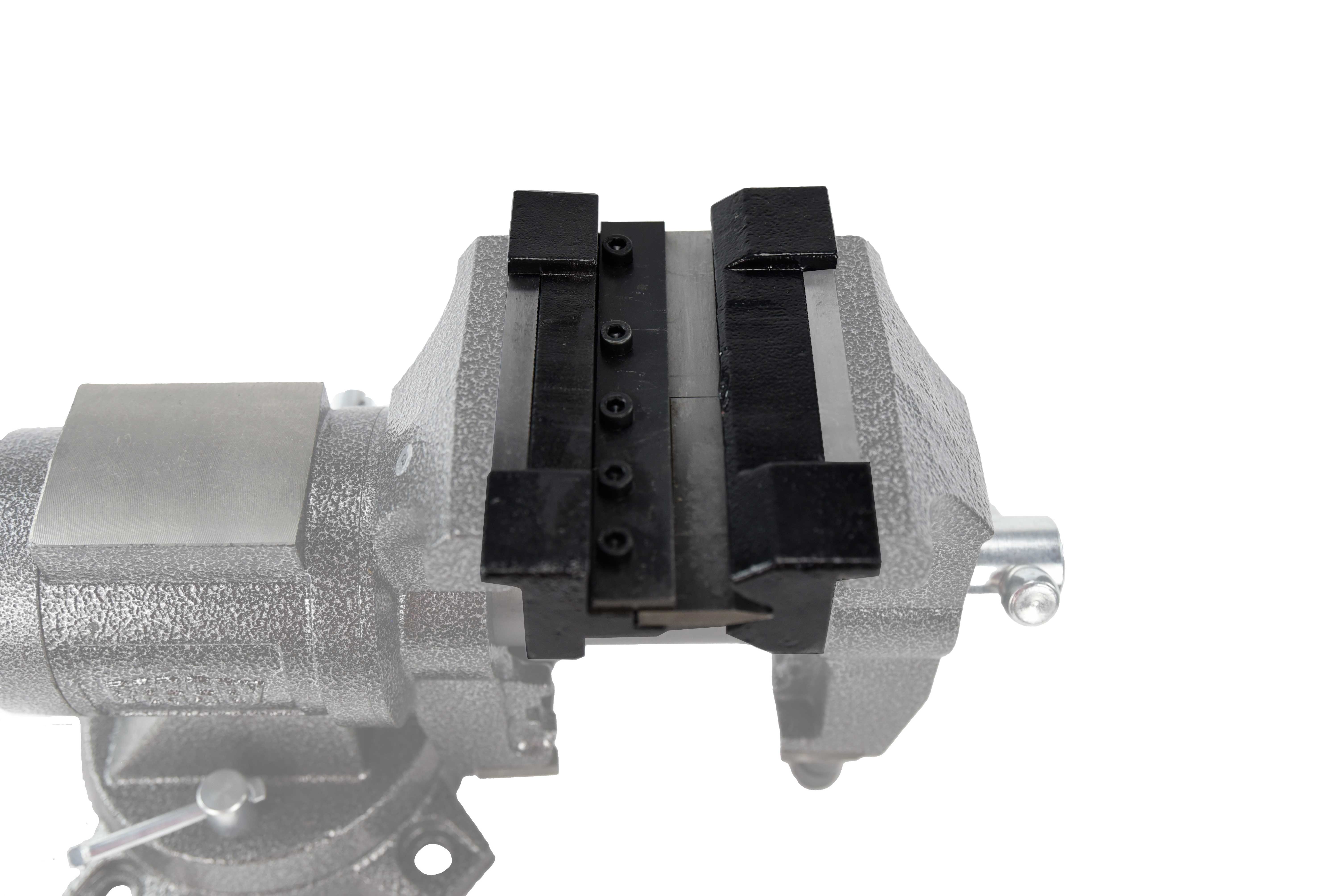 6" Vise Mount Press Brake Attachment individual pieces installed in vise