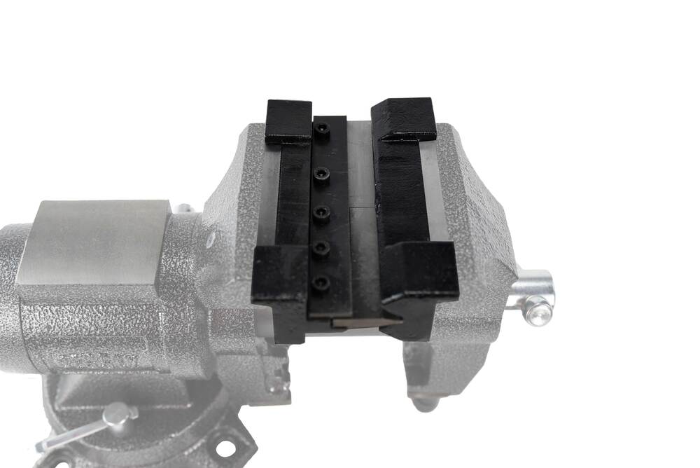 6" Vise Mount Press Brake Attachment individual pieces installed in vise