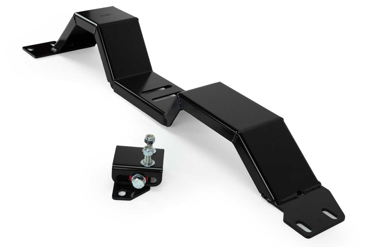 angled view 82-05 Blazer Jimmy Transmission Crossmember with adjustable transmission mount 